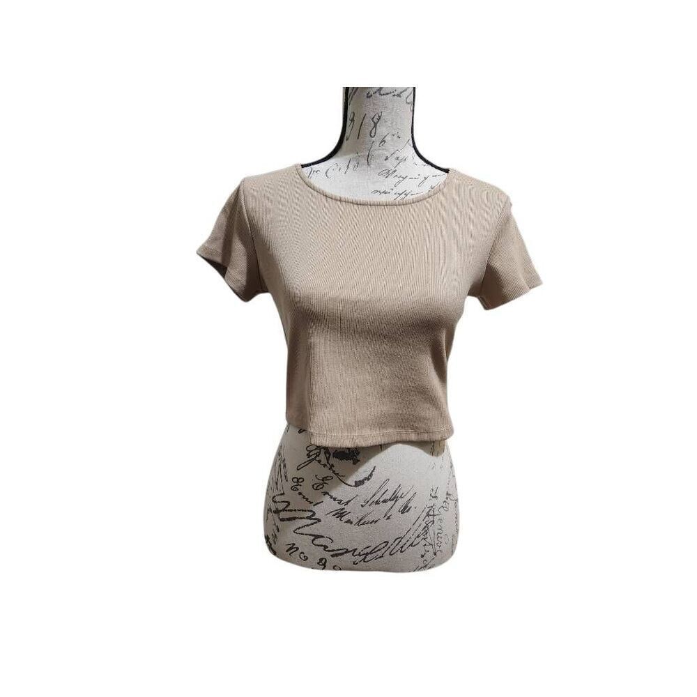 Princess Polly Women's Size 8 Beige Ribbed Crop Top
